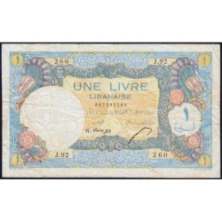 Liban - Pick 48a_1 - 1 livre libanaise - Série J.92 - 01/12/1945 - Etat : TB
