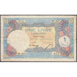 Liban - Pick 48a_2 - 1 livre libanaise - Série W.267 - 01/08/1950 - Etat : TB-