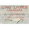 Liban - Pick 49a_2 - 5 livres libanaises - Série B.52 - 01/08/1950 - Etat : TB-