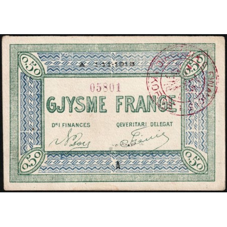 Albanie - Pick S 147a - 1/2 franc - Série A - 01/11/1918 - Etat : SUP+