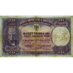 Albanie - Pick 3a - 20 franka ari - Série H - 1926 - Etat : TTB-