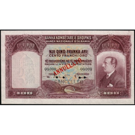 Albanie - Pick 4s - 100 franka ari - Sans série - 1926 - Spécimen - Etat : SUP+ à SPL