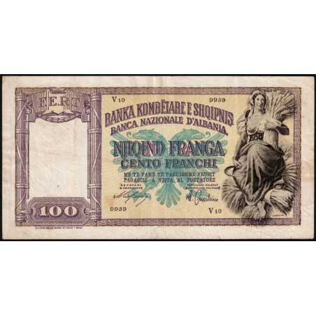 Albanie - Pick 8 - 100 franga - Série V10 - 1939 - Etat : TTB