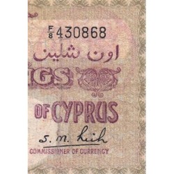 Chypre - Pick 23_9 - 10 shillings mils - Série F/8 - 01/11/1950 - Etat : B+
