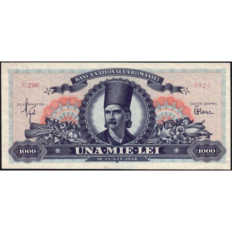 Roumanie - Pick 85a - 1'000 lei - Série U.2398 - 18/06/1948 - Etat : SPL+