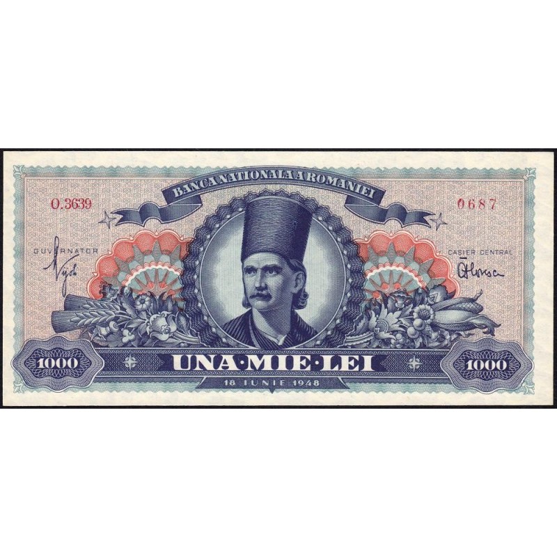 Roumanie - Pick 85a - 1'000 lei - Série O.3639 - 18/06/1948 - Etat : NEUF