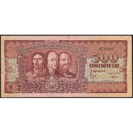 Roumanie - Pick 86a - 500 lei - Série M/1 - 15/10/1949 - Etat : TB+