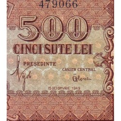 Roumanie - Pick 86a - 500 lei - Série M/1 - 15/10/1949 - Etat : TB+