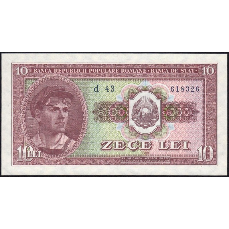 Roumanie - Pick 88b - 10 lei - Série d 43 - 1952 - Etat : pr.NEUF
