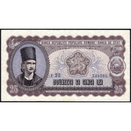 Roumanie - Pick 89b - 25 lei - Série r 23 - 1952 - Etat : TTB
