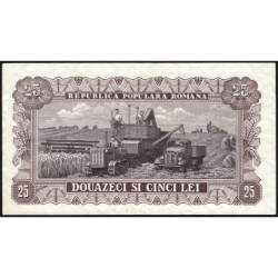 Roumanie - Pick 89b - 25 lei - Série r 23 - 1952 - Etat : TTB