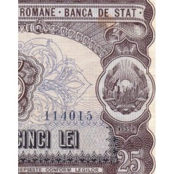 Roumanie - Pick 89b - 25 lei - Série t 30 - 1952 - Etat : TB