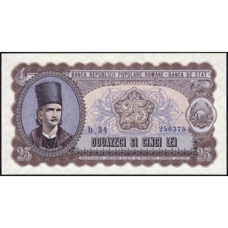 Roumanie - Pick 89b - 25 lei - Série b 34 - 1952 - Etat : pr.NEUF