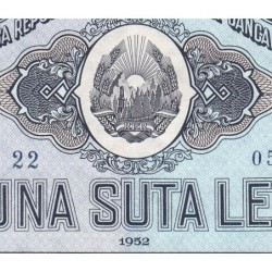 Roumanie - Pick 90b - 100 lei - Série r 22 - 1952 - Etat : NEUF