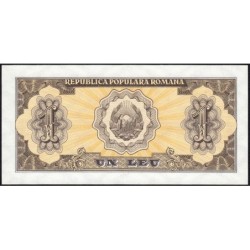 Roumanie - Pick 81a - 1 leu - Série U 2 - 1952 - Etat : NEUF
