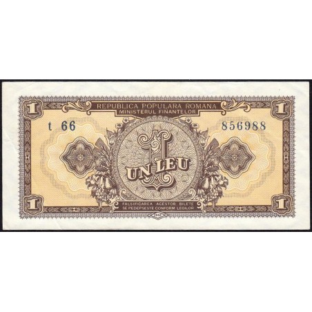 Roumanie - Pick 81b - 1 leu - Série t 66 - 1952 - Etat : TTB+