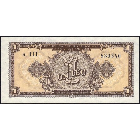 Roumanie - Pick 81b - 1 leu - Série a 111 - 1952 - Etat : SPL+