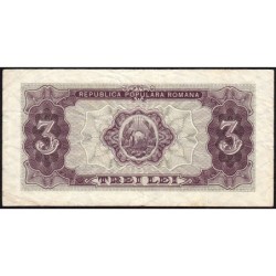 Roumanie - Pick 82b - 3 lei - Série f 14 - 1952 - Etat : TB
