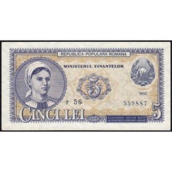 Roumanie - Pick 83b - 5 lei - Série r 56 - 1952 - Etat : NEUF