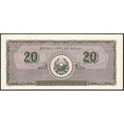 Roumanie - Pick 84a - 20 lei - Série O/2 - 15/06/1950 - Etat : pr.NEUF