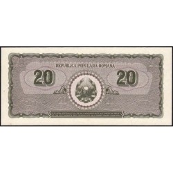 Roumanie - Pick 84a - 20 lei - Série Z/2 - 15/06/1950 - Etat : SUP+
