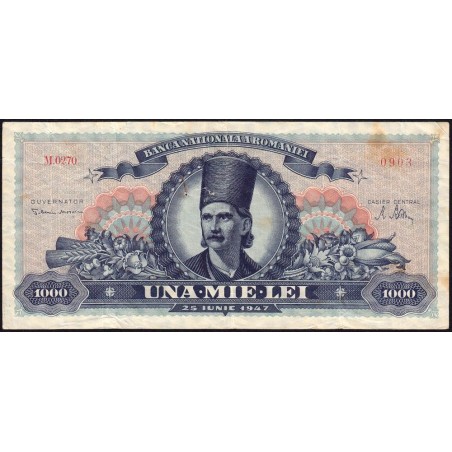 Roumanie - Pick 64a - 1'000 lei - Série M.0270 - 25/06/1947 - Etat : TB+