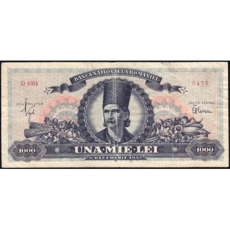 Roumanie - Pick 68 - 1'000 lei - Série D.1004 - 05/12/1947 - Etat : TB-