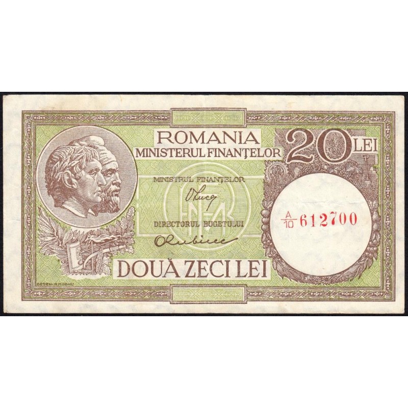 Roumanie - Pick 80_1 - 20 lei - Série A/10 - 30/01/1950 - Etat : TTB