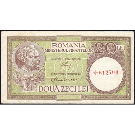 Roumanie - Pick 80_1 - 20 lei - Série A/10 - 30/01/1950 - Etat : TTB