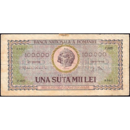 Roumanie - Pick 59a - 100'000 lei - Série Z.0027 - 25/01/1947 - Etat : B-