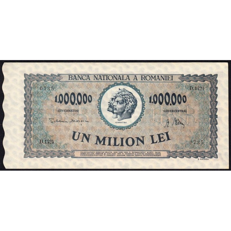 Roumanie - Pick 60a - 1'000'000 lei - Série D.1424 - 16/04/1947 - Etat : pr.NEUF