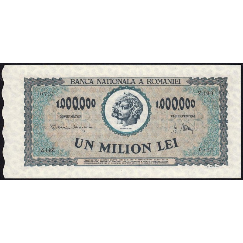Roumanie - Pick 60a - 1'000'000 lei - Série Z.1469 - 16/04/1947 - Etat : NEUF