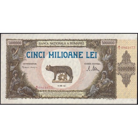 Roumanie - Pick 61a - 5'000'000 lei - Série A/1 - 25/06/1947 - Etat : pr.NEUF