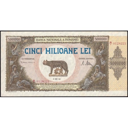 Roumanie - Pick 61a - 5'000'000 lei - Série B/1 - 25/06/1947 - Etat : SPL+
