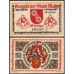 Allemagne - Notgeld - Mainz - 10 pfennig - 01/04/1921 - Etat : SUP+