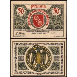 Allemagne - Notgeld - Mainz - 50 pfennig - 01/04/1921 - Etat : TTB