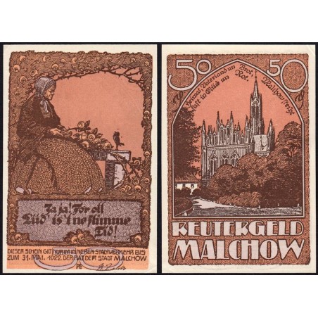 Allemagne - Notgeld - Malchow - 50 pfennig - 1922 - Etat : SPL