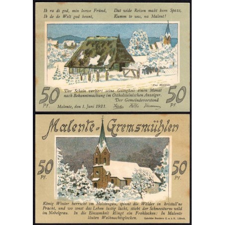 Allemagne - Notgeld - Malente-Gremsmühlen - 50 pfennig - Type 2 - 01/06/1921 - Etat : NEUF