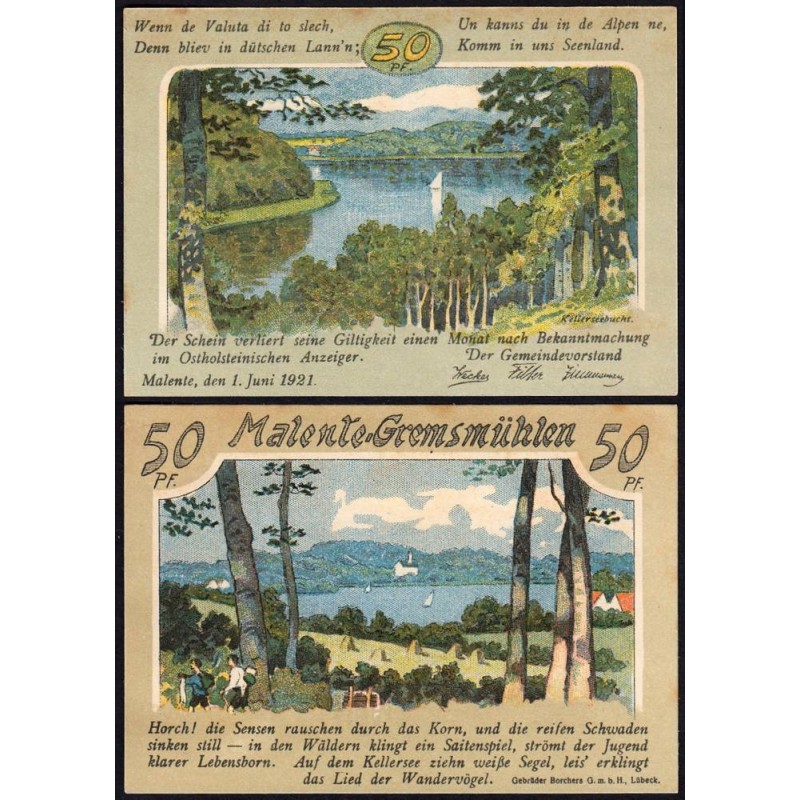 Allemagne - Notgeld - Malente-Gremsmühlen - 50 pfennig - Type 3 - 01/06/1921 - Etat : NEUF