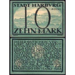 Allemagne - Notgeld - Marburg - 10 mark - 11/10/1918 - Etat : TTB+