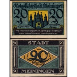 Allemagne - Notgeld - Meiningen - 20 pfennig - 21/07/1921 - Etat : NEUF