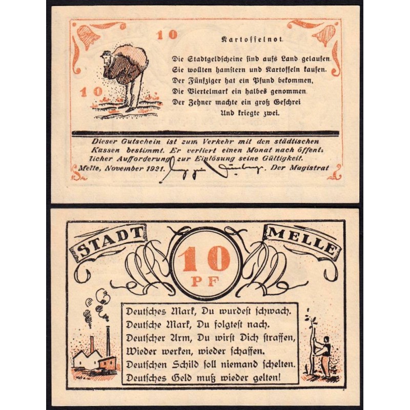 Allemagne - Notgeld - Melle - 10 pfennig - Type 1 - 11/1920 - Etat : NEUF