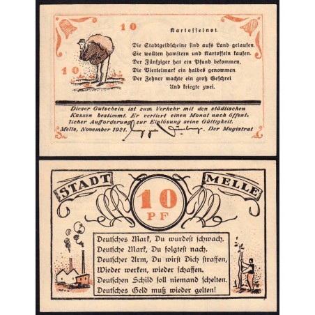 Allemagne - Notgeld - Melle - 10 pfennig - Type 1 - 11/1920 - Etat : NEUF