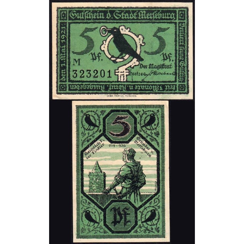 Allemagne - Notgeld - Merseburg - 5 pfennig - Lettre M - 01/05/1921 - Etat : pr.NEUF