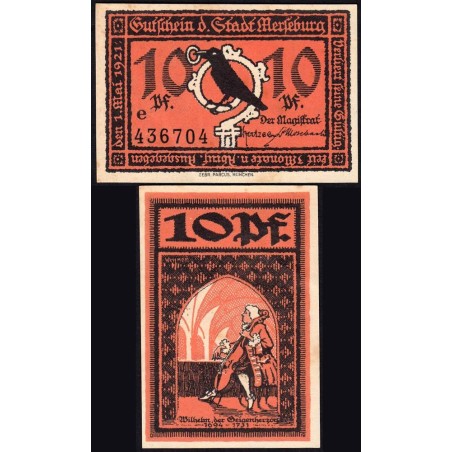 Allemagne - Notgeld - Merseburg - 10 pfennig - Lettre e - 01/05/1921 - Etat : SPL+