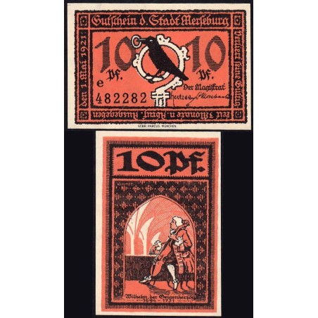 Allemagne - Notgeld - Merseburg - 10 pfennig - Lettre e - 01/05/1921 - Etat : NEUF