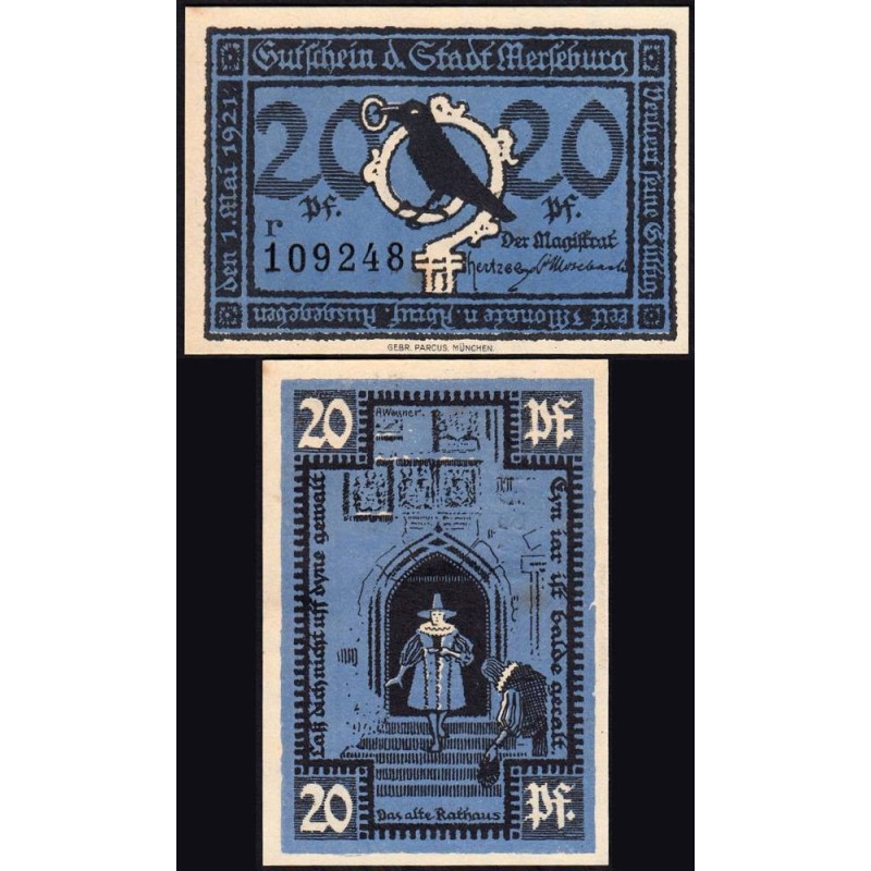 Allemagne - Notgeld - Merseburg - 20 pfennig - Lettre r - 01/05/1921 - Etat : pr.NEUF
