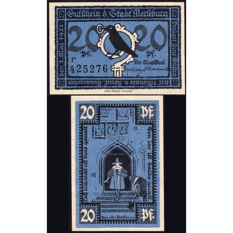 Allemagne - Notgeld - Merseburg - 20 pfennig - Lettre r - 01/05/1921 - Etat : NEUF