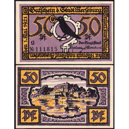 Allemagne - Notgeld - Merseburg - 50 pfennig - Lettre g - 01/05/1921 - Etat : SPL+