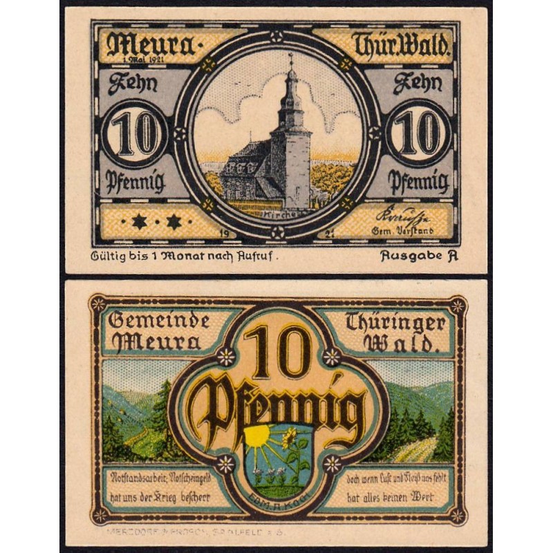 Allemagne - Notgeld - Meura - 10 pfennig - 01/05/1921 - Etat : NEUF